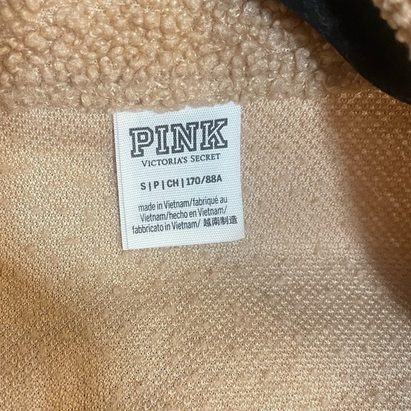 Pink snap front Sherpa lightweight jacket teddy fleece light brown small - Picture 7 of 7